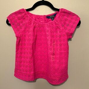 Polo Ralph Lauren NWT Hot Pink Eyelet Top Size 5 Beautiful Top!